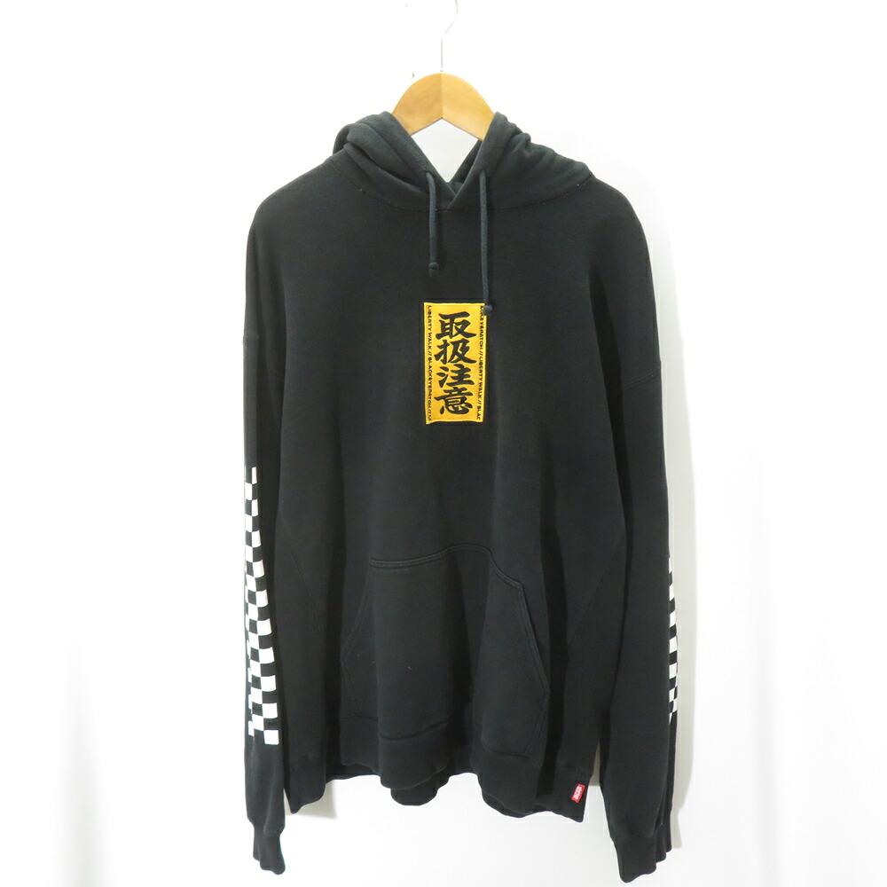 BLACK EYE PATCH x Liberty Walk LBK HOODIE Size-XL ブラックアイパッチ リバティーウォーク ロゴ 取扱注意 パーカー プルオーバー ブラック 大名店【中古】