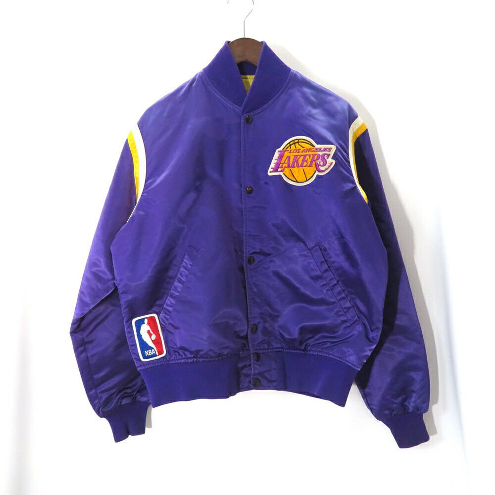 90s レイカーズ ＬＡＫＥＲＳ ナイロン スタジャン 90's〜 アメリカ製 Los Angeles Lakers スタジアムジャケット