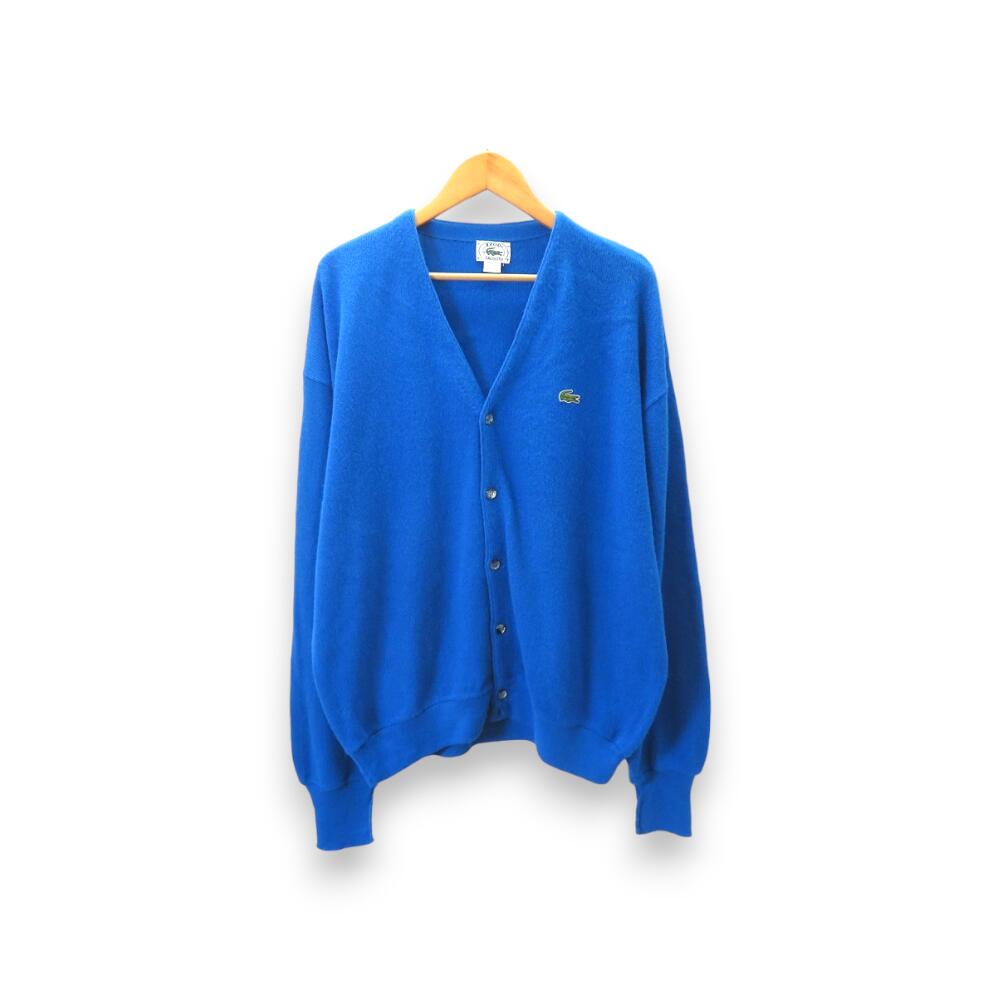 LACOSTE 90s IZOD ACRYL CARDIGAN BLUE サイズXL ラコステ アイゾッド アクリルカーディガン 大名店【中古】