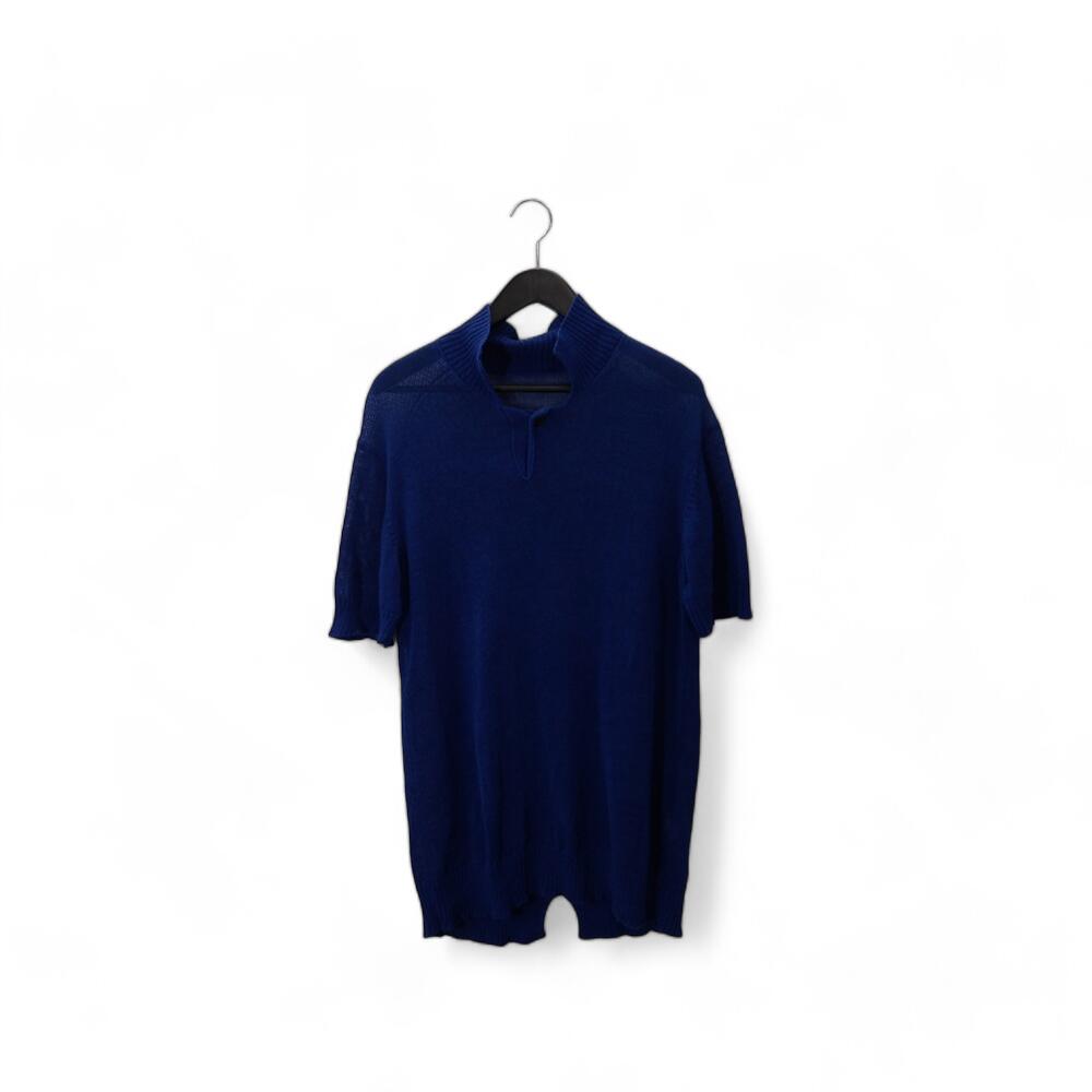 Y`s 23ss SHEER KNIT POLO BLUE Size-2 YZ-K21-086 ワイズ ニット ポロシャツ 大名店【中古】