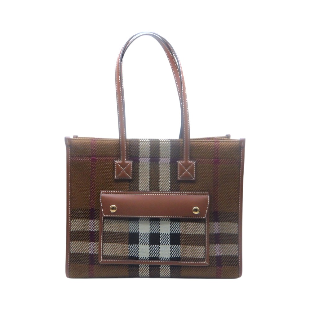 BURBERRY SM FREYA TOTE BIRCH BROWN バーバリー スモール フレヤ トート バッグ 大名店【中古】｜union3 店