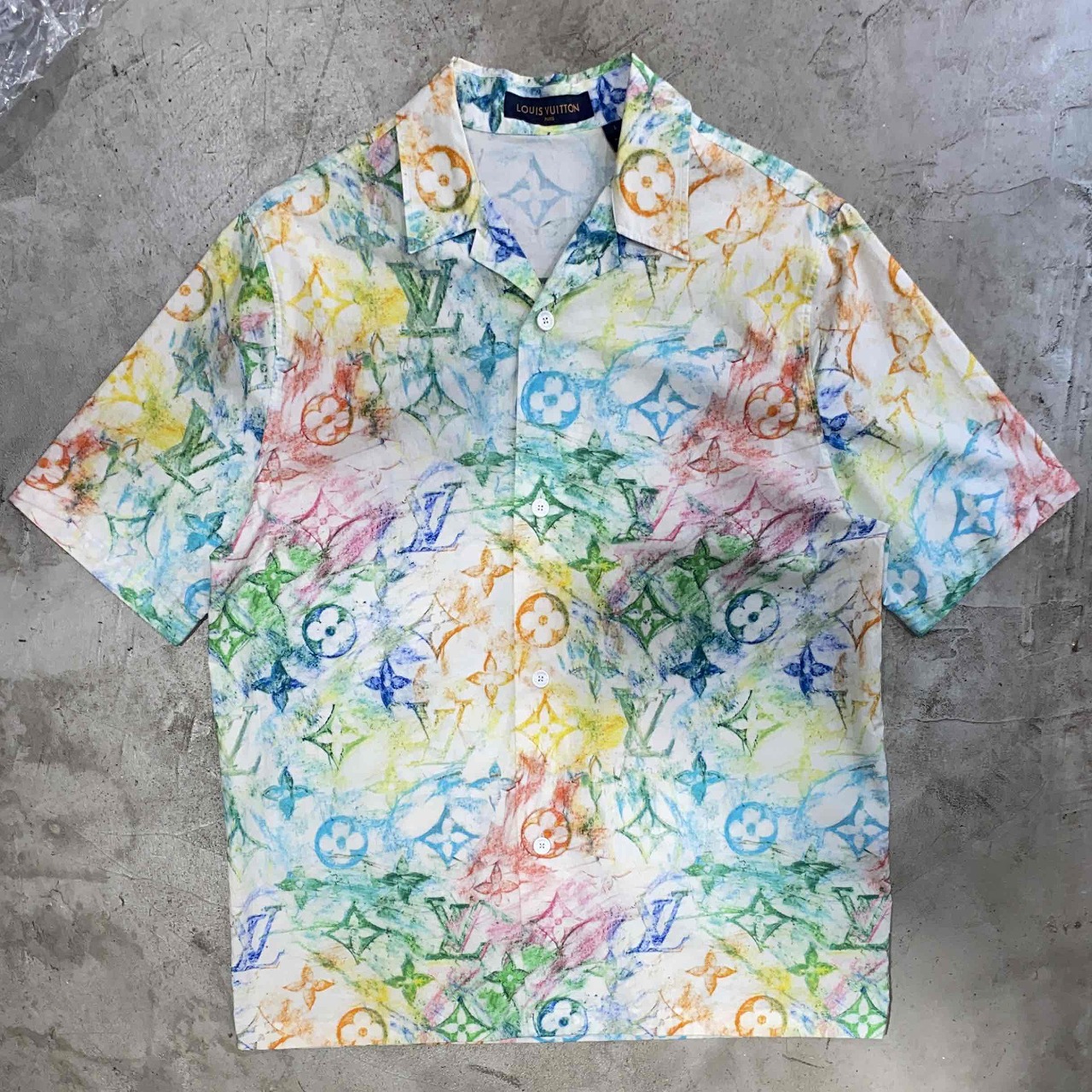 ルイヴィトン 21SS モノグラム シルク混 長袖チェックシャツ ピンクマドラス ルイヴィトン 21SS モノグラム シルク混 長袖チェックシャツ