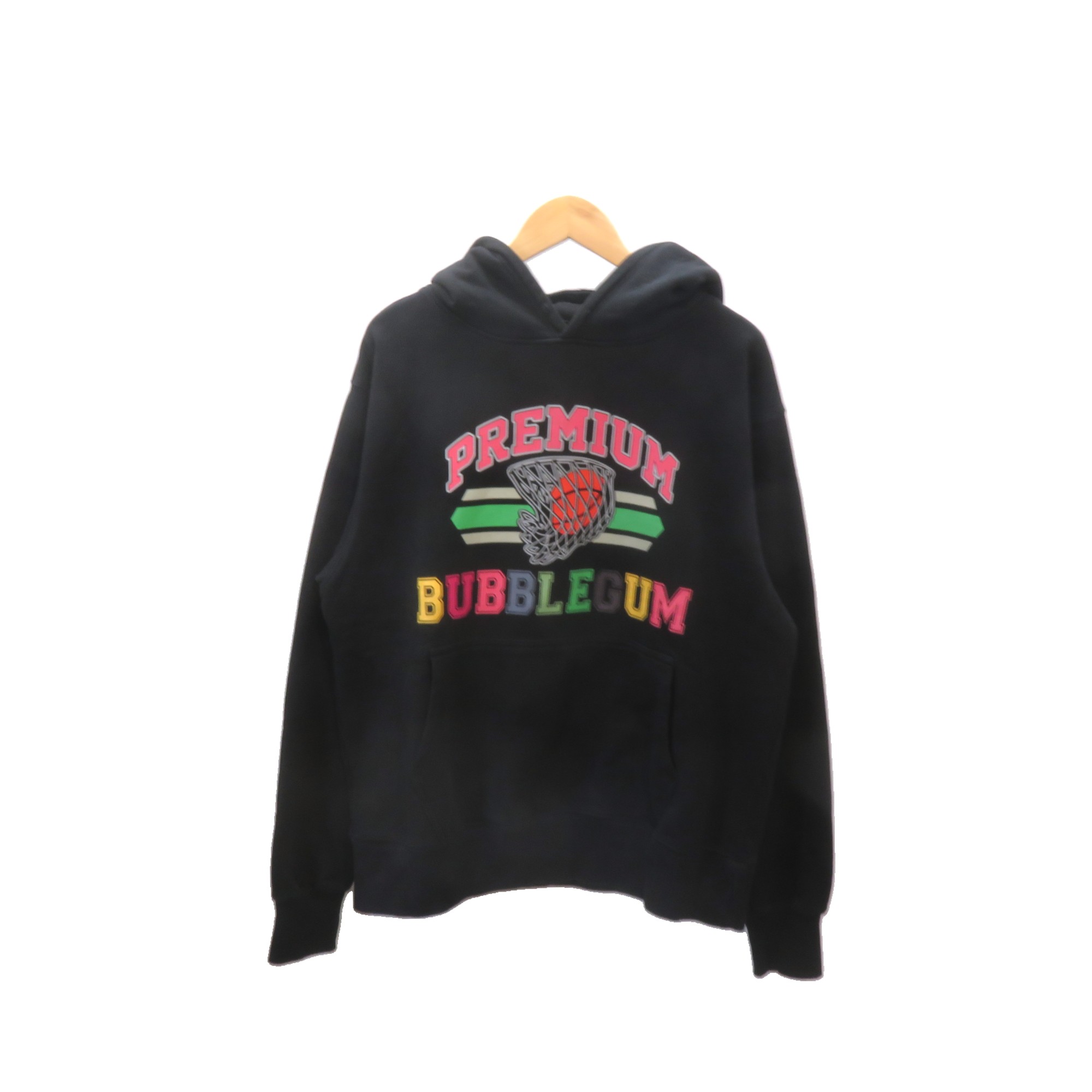 BUBBLEGUM PREMIUM COLLEGE LOGO HOODIE サイズL ブラック バブルガム プレミアム カレッジ ロゴ フーディー 大名店【中古】