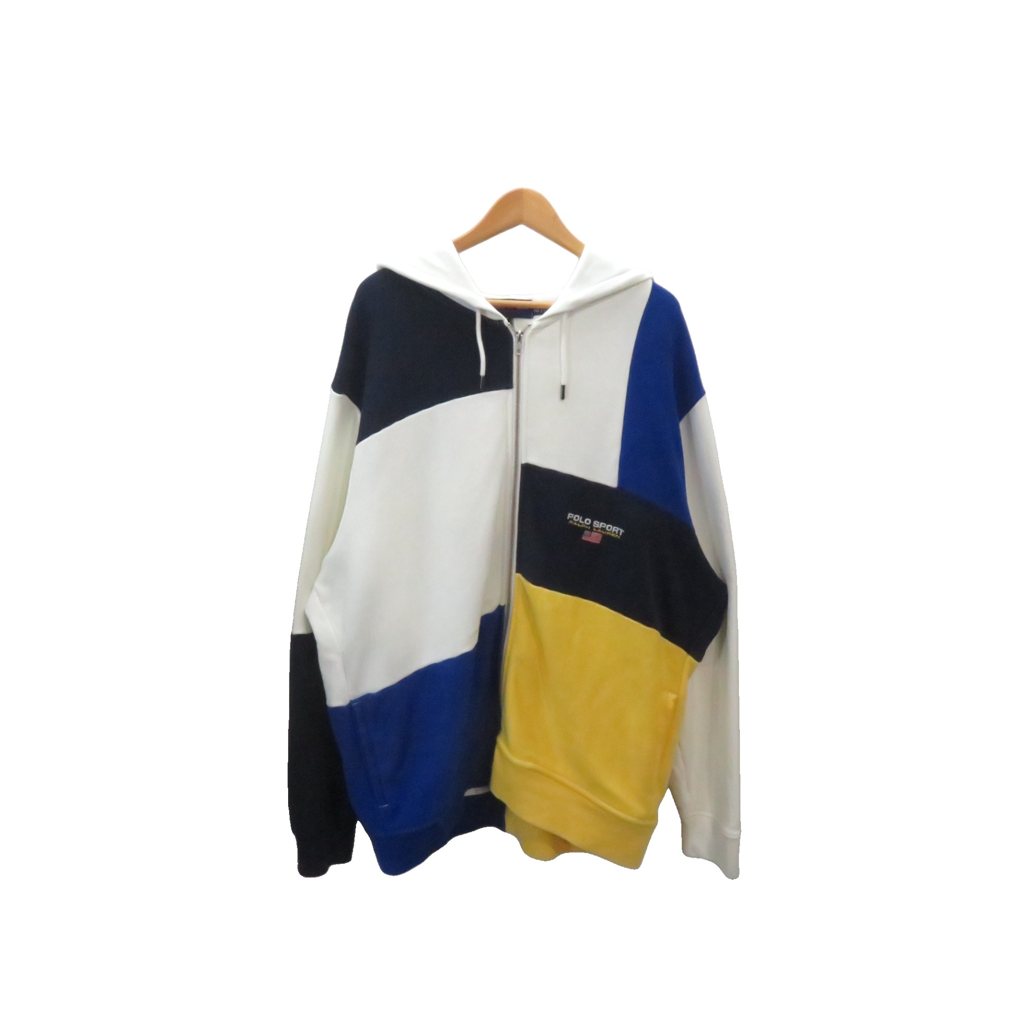 POLO SPORT PATCHWORK ZIP HOODIE サイズXXL  ポロ スポーツ パッチワーク ジップ フーディー パーカー 大名店【中古】