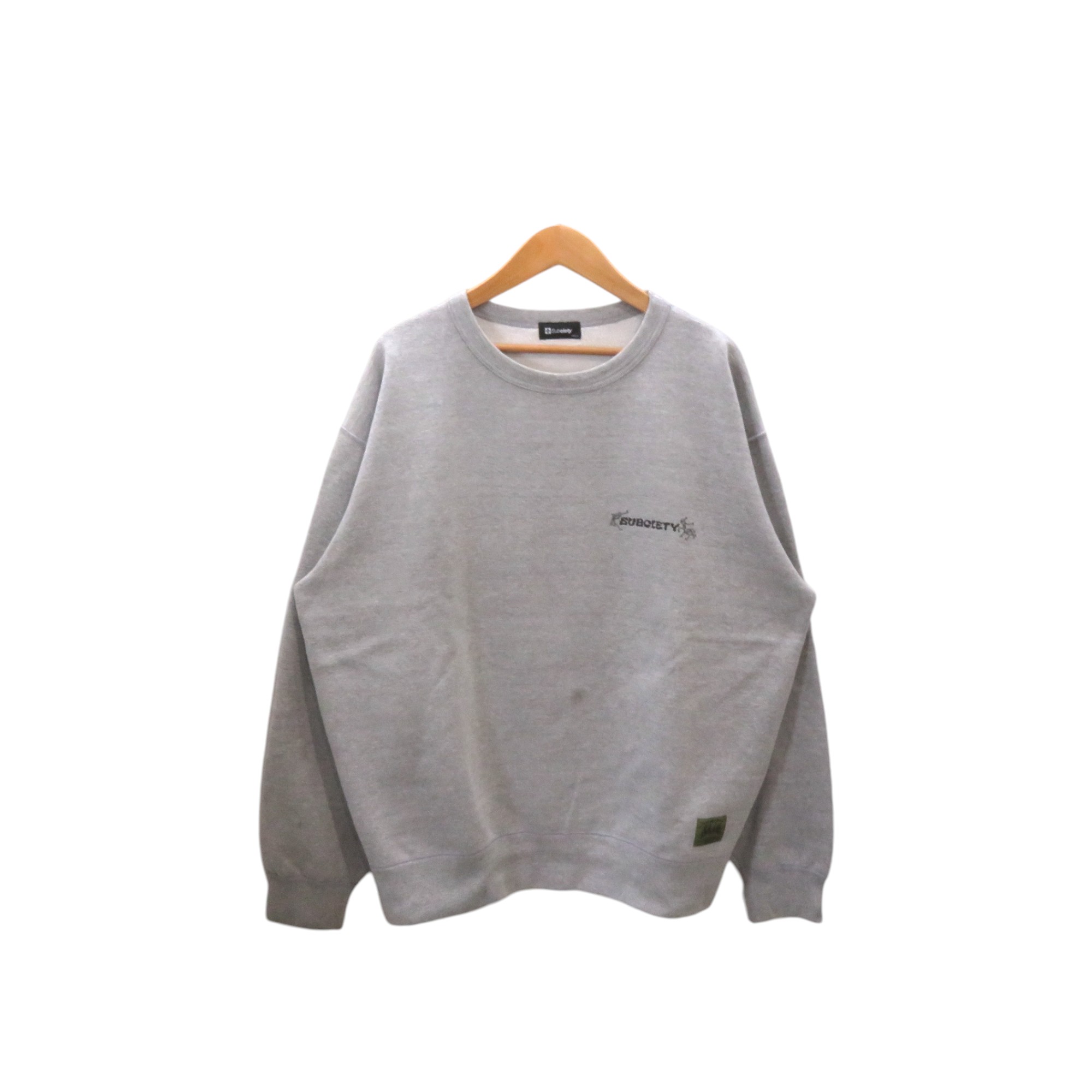 SUBCIETY UKIYOE CREWNECK SWEAT SHIRT GRAY サイズXL サブサエティ ウキヨエ クルーネック スウェットシャツ トレーナー 大名店【中古】