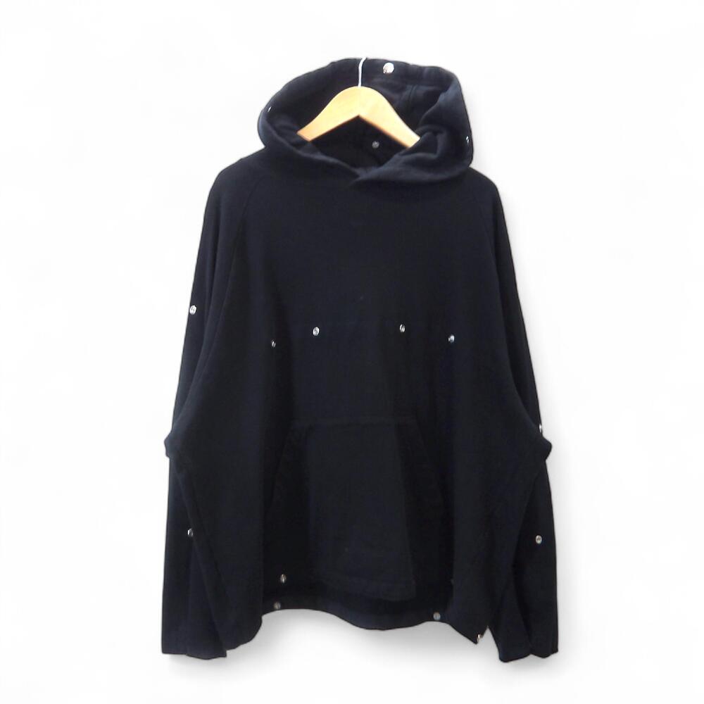 ALMOSTBLACK DOT BUTTON ADJUSTMENT SWEAT PARKA BLACK サイズ2 AMB-CS01 オールモストブラック ドット ボタン アジャストメント スウェット パーカー フーディー 大名店【中古】