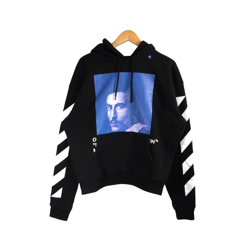 OFF-WHITE 18aw DIAG BERNINI OVER HOODIE BLACK MADE IN PORTUGAL サイズXS オフホワイト ダイアグ ベルニーニ オーバー フーディー パーカー 大名店【中古】|union3 店
