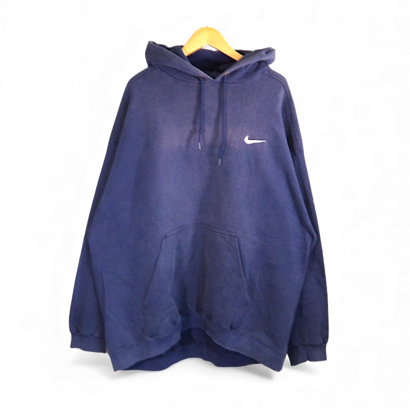 NIKE 90s SMALL SWOOSH HOODIE NAVY サイズXXL ナイキ スモール スウォッシュ フーディー パーカー トップス 大名店【中古】