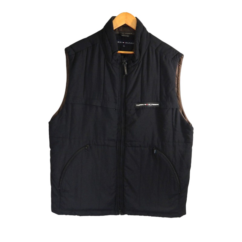 TOMMY FILHIGER 90s VEST BLACK サイズL トミーヒルフィガー ベスト ジャケット アウター 大名店【中古】