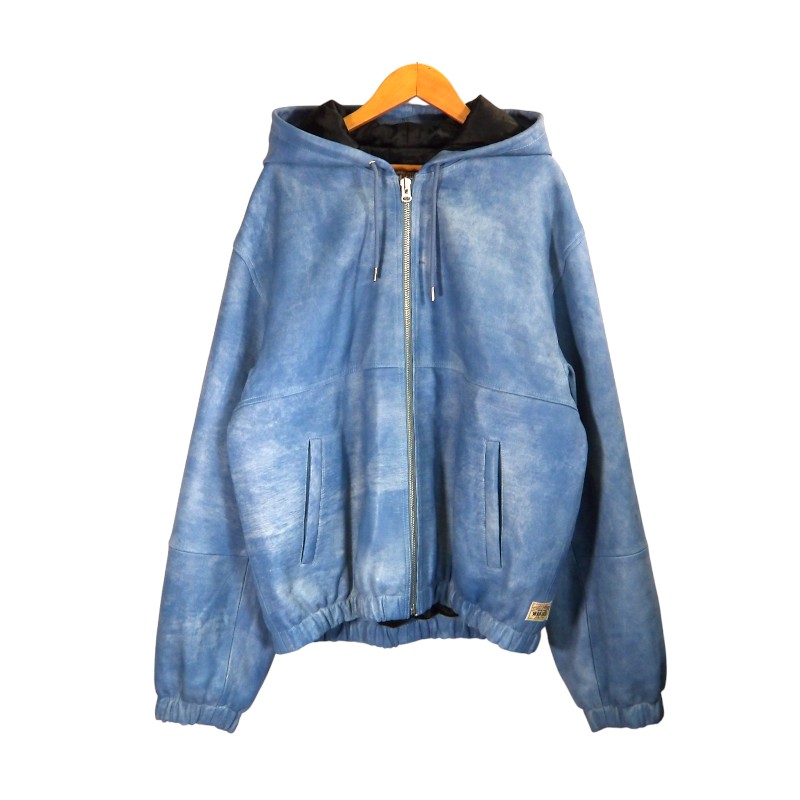 STUSSY 2024ss WORK JACKET STONE WASH LEATHER BLUE 大いさXXL ステューシー 細工物 上衣 ストーンウォッシュ アウター 大名店【中古】