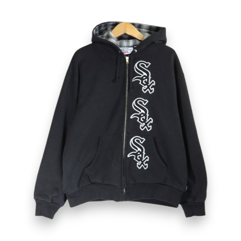 SUPREME 25aw Chicago White Sox Zip Up Hooded Sweatshirt Black サイズM シュプリーム シカゴ ホワイトソックス ジップアップ フーデッドスウェットシャツ ジップパーカー 大名店【中古】