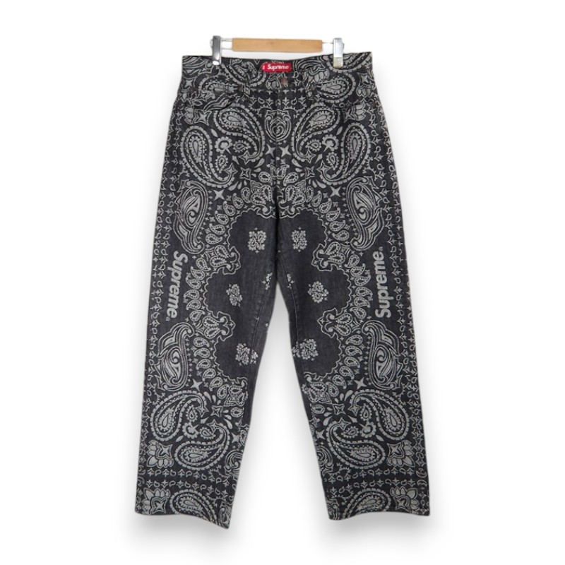 SUPREME 25ss Bandana Jacquard Baggy Jean Black サイズ30 シュプリーム バンダナ ジャガード バギー ジーンズ デニムパンツ 大名店【中古】