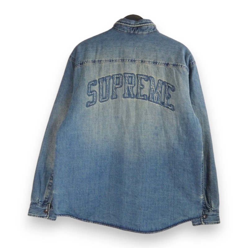 SUPREME 24aw Faux Shearling Lined Work Shirt Washed Indigo Denim サイズS シュプリーム フェイクシアリングラインド ワーク シャツ ウォッシュドインディゴデニム 大名店【中古】