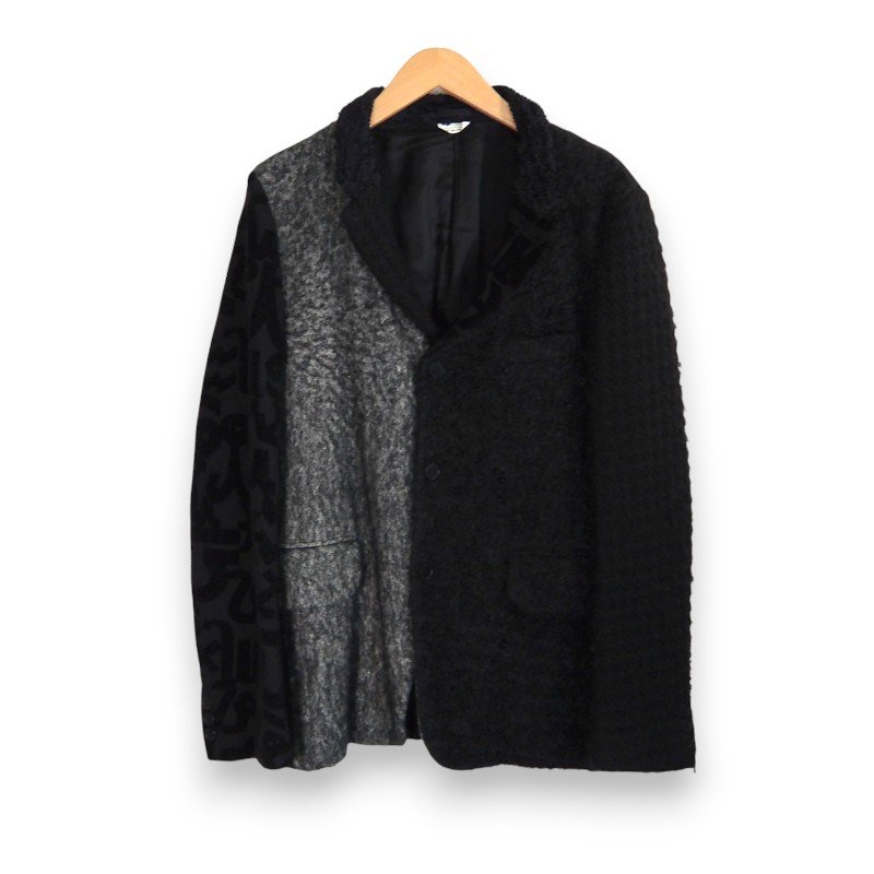 C.D GARCONS PLUS 12aw クレイジー切替 ラペルト 3B.JKT BLACK サイズM AD2012 日本製 コムデギャルソンプリュス クレイジー切替 ジャケット アウター 大名店【中古】