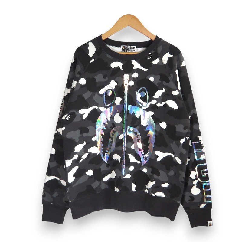 A BTHING APE CITYCAMO SHARK CREWNECK サイズL 001SWK301005M アベイシングエイプ シティカモ シャーク クルーネック スウェット トレーナー トップス 大名店【中古】|union3 店