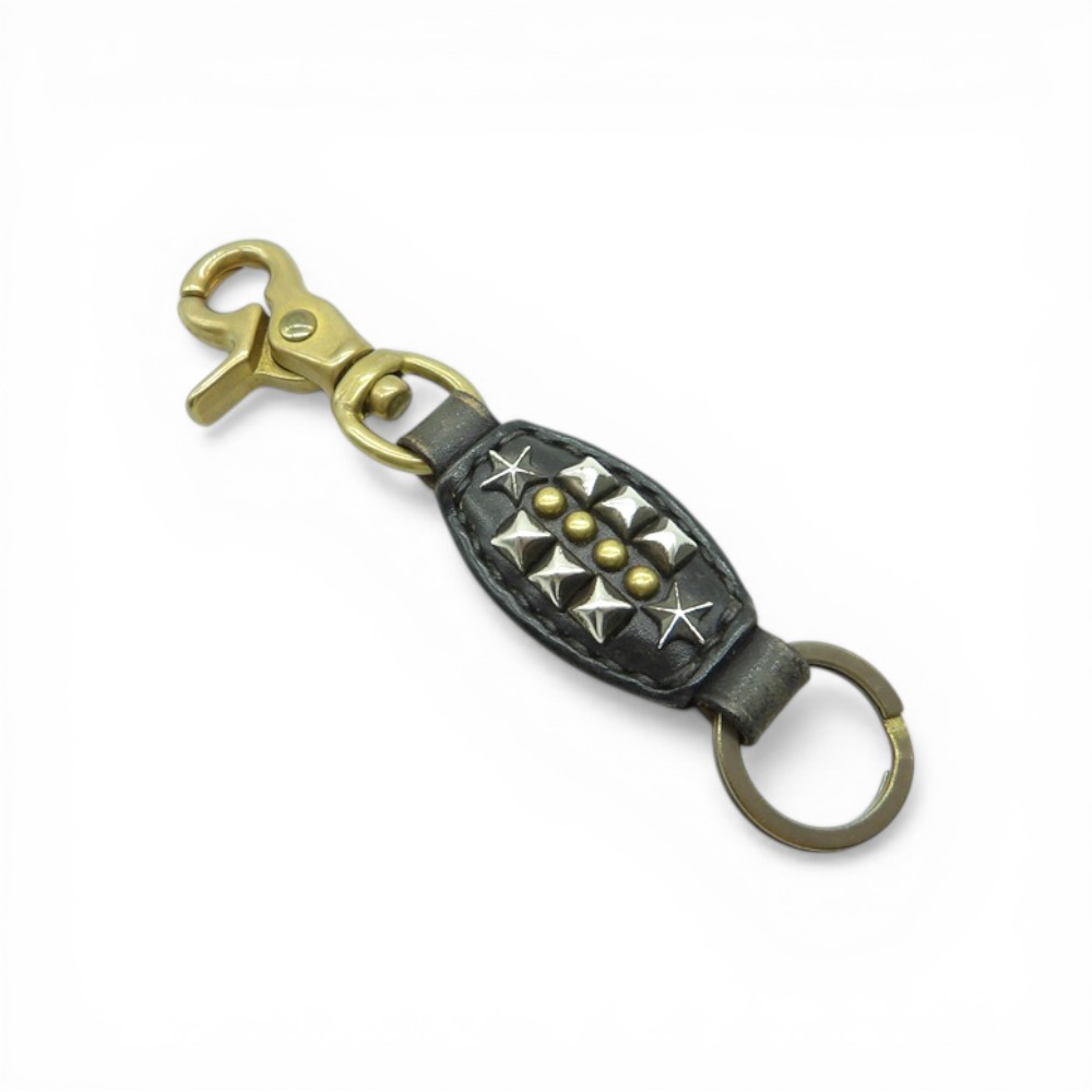 CALEE STUDS LEATHER KEY RING 箱有 持ちはこび はやりっ子 スタッズ なめし革 手懸かり輪っか キーホルダー 大名店【中古】 キーホルダー-財布・ケース
