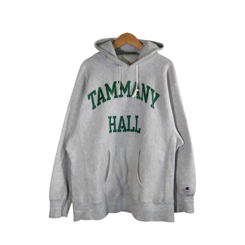 CHANMPION VINTAGE 80s TAMMANY HALL RW HOODIE GREY サイズXL チャンピオン ヴィンテージ タマニーホール リバースウィーブ フーディー トップス パーカー 大名店【中古】｜union3 店