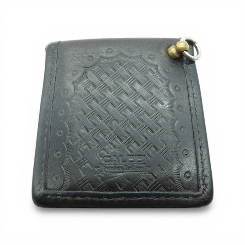 CALEE EMBOSSING LEATHER WALLET BLACK 付属品無し キャリー エンボシング レザー ウォレット 2つ折り財布 大名店【中古】