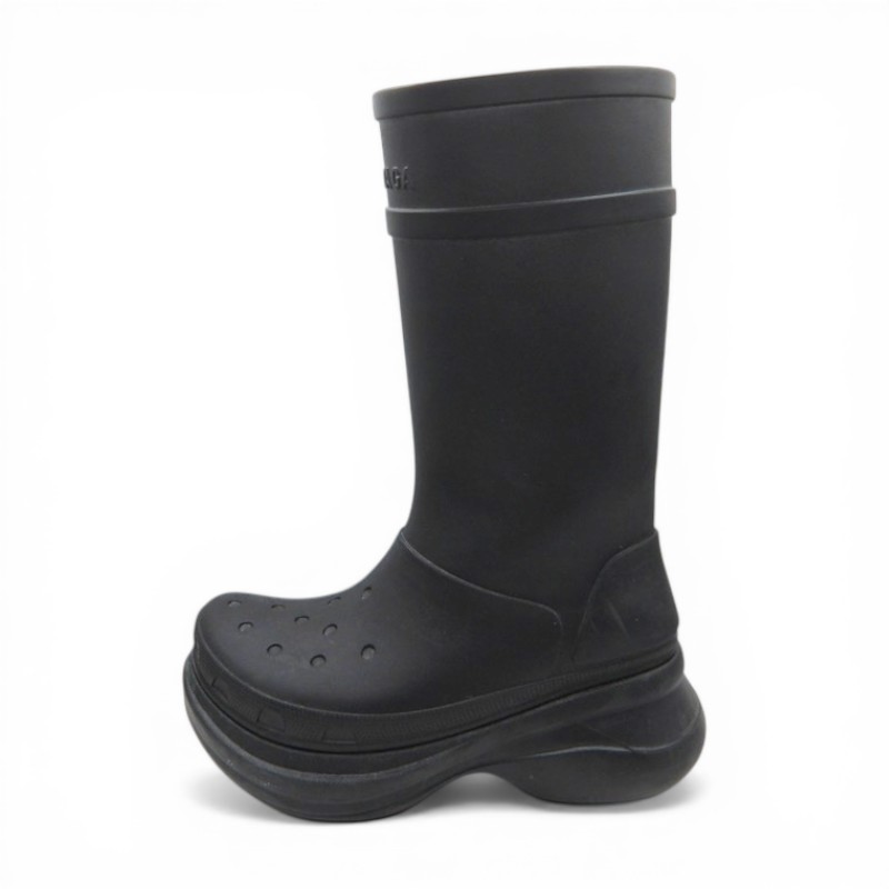 BALENCIAGA 22ss CLOCKS BOOTS BLACK 大きさ42 箱有 バレンシアガ クロックス 降雨 天然ゴム ブーツ 大名店【中古】