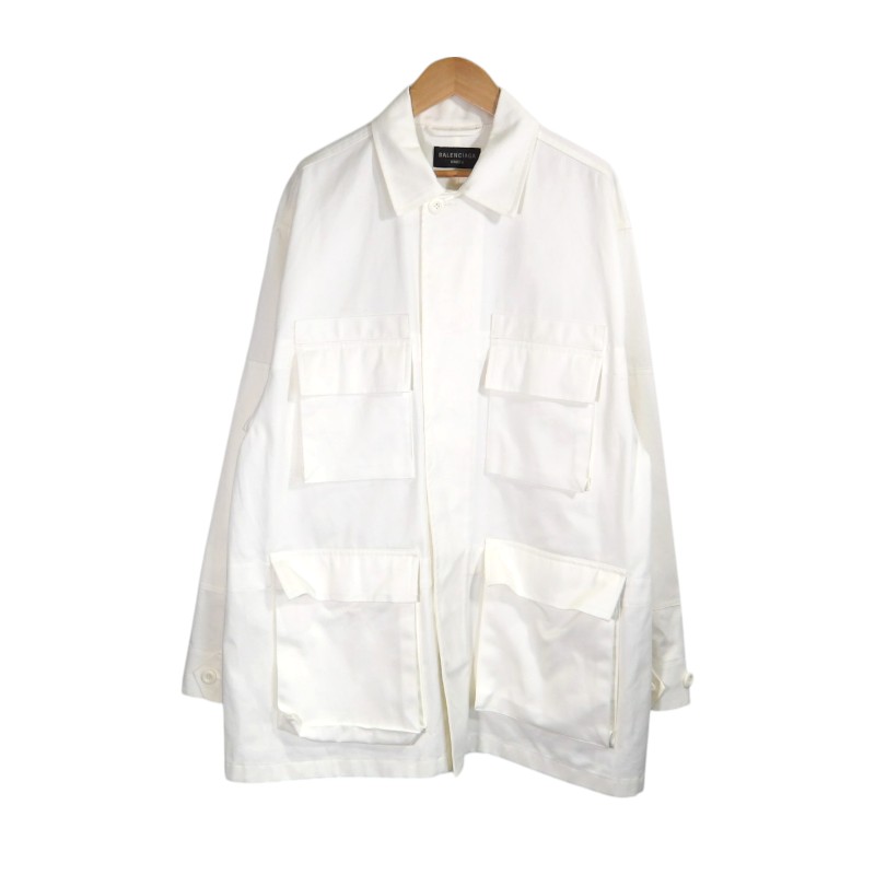BALENCIAGA 22aw CARGO JACKET WHITE サイズL 720159 TNPO2 バレンシアガ カーゴ ジャケット アウター 大名店【中古】