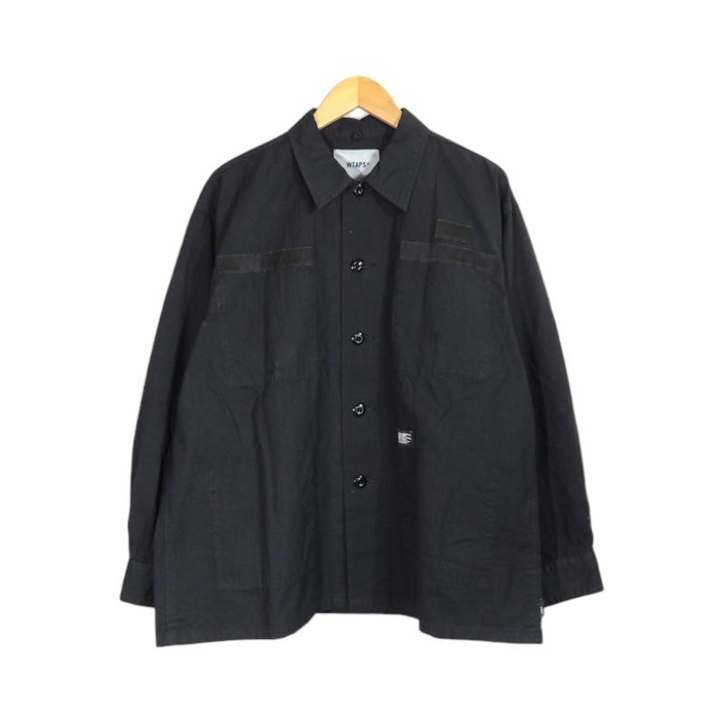 WTAPS 25ss JMOD 02 LS COTTON RIPSTOP BLACK サイズ1 251WVDT-SHM02 ダブルタップス ジェイエムオーディー 02 リップストップコットン ミリタリーシャツ 大名店【中古】｜union3 店