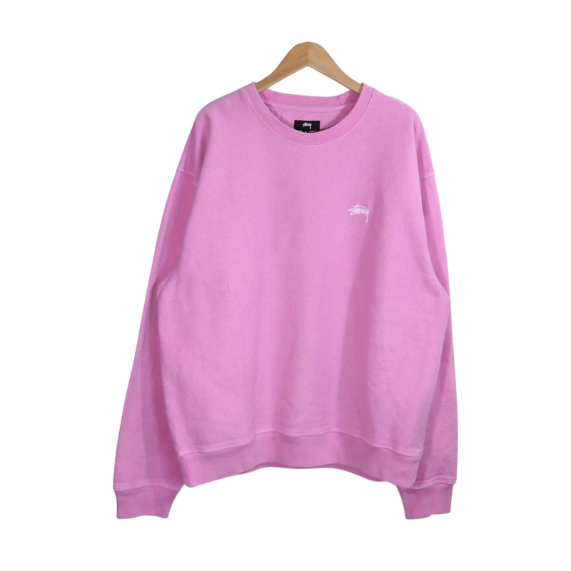 STUSSY 22ss STOCK LOGO CREW SWEAT PINK 大きさXL 118480 ステューシー 買い溜める ロゴタイプ 労働者の一団 流汗 トップス 大名店【中古】