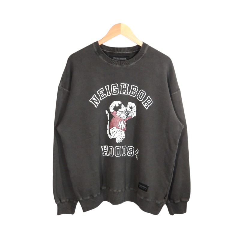 NEIGHBORHOOD 24aw PIGMENT DYED SWEAT SHIRT BLACK 大いさM 242UNNH-CSB01 ネイバーフッド えの具 ダイド 汗水 ティーシャツ トップス 大名店【中古】