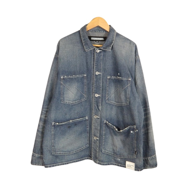 NEIGHBORHOOD 24aw WASHED COVERALL JACKET INDIGO サイズM 242SPNH-JKM02 ネイバーフッド ウォッシュド カバーオール デニム ジャケット 大名店【中古】｜union3 店
