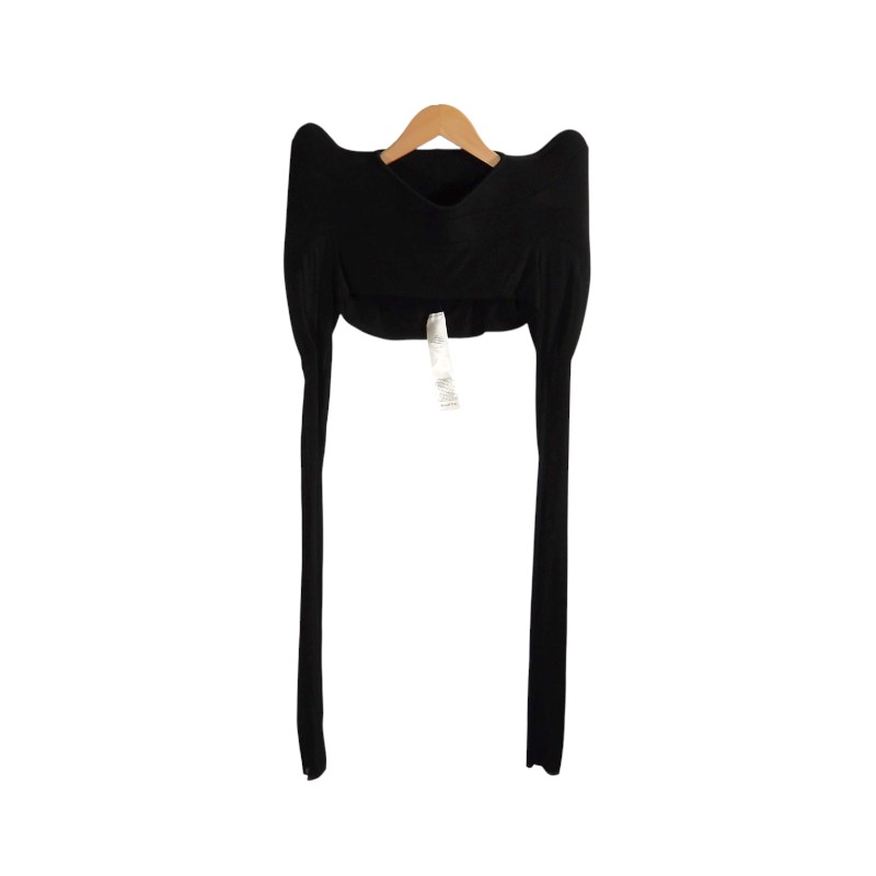 RICK OWENS 23ss STROBE LONG SLEEVE BLACK RR01C4220-BZ リックオウエンス 閃光電球 ロング 捩り トップス 大名店【中古】