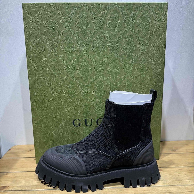 GUCCI GG JACQUARD CANVAS ANKLE BOOTS 739777 サイズ7-1/2 グッチ キャンバス アンクルブーツ ブーツ 心斎橋店【中古】|union3 店