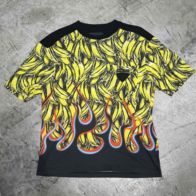 PRADA BANANA COTTON T-SHIRT SIZE-M UJN523 S182 プラダ  綿織物 半袖プルオーバー 心斎橋店【中古】