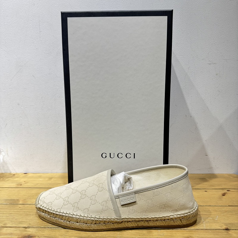 GUCCI ESPADRILLES GG サイズUK8.5 箱有 グッチ エスパドリーユ GGキャンバス シューズ 心斎橋店【中古】｜union3 店