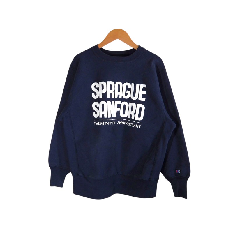CHAMPION VINTAGE 90s REVERSE WEAVE SPRAGUE SANFORD CREW NAVY 大きさL はやりっ子 ヴィンテージ リバースウィーブ スプラグサンフォード 労働者の一団素っ首 トップス 大名店【中古】