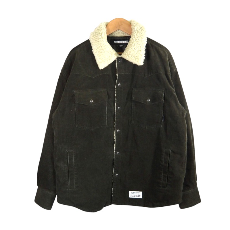NEIGHBORHOOD 22aw CORDUROY WESTERN BOA COAT OLIVE サイズM 222UTNH-SHM03 ネイバーフッド コーデュロイ ウエスタン ボア コート アウター 大名店【中古】｜union3 店