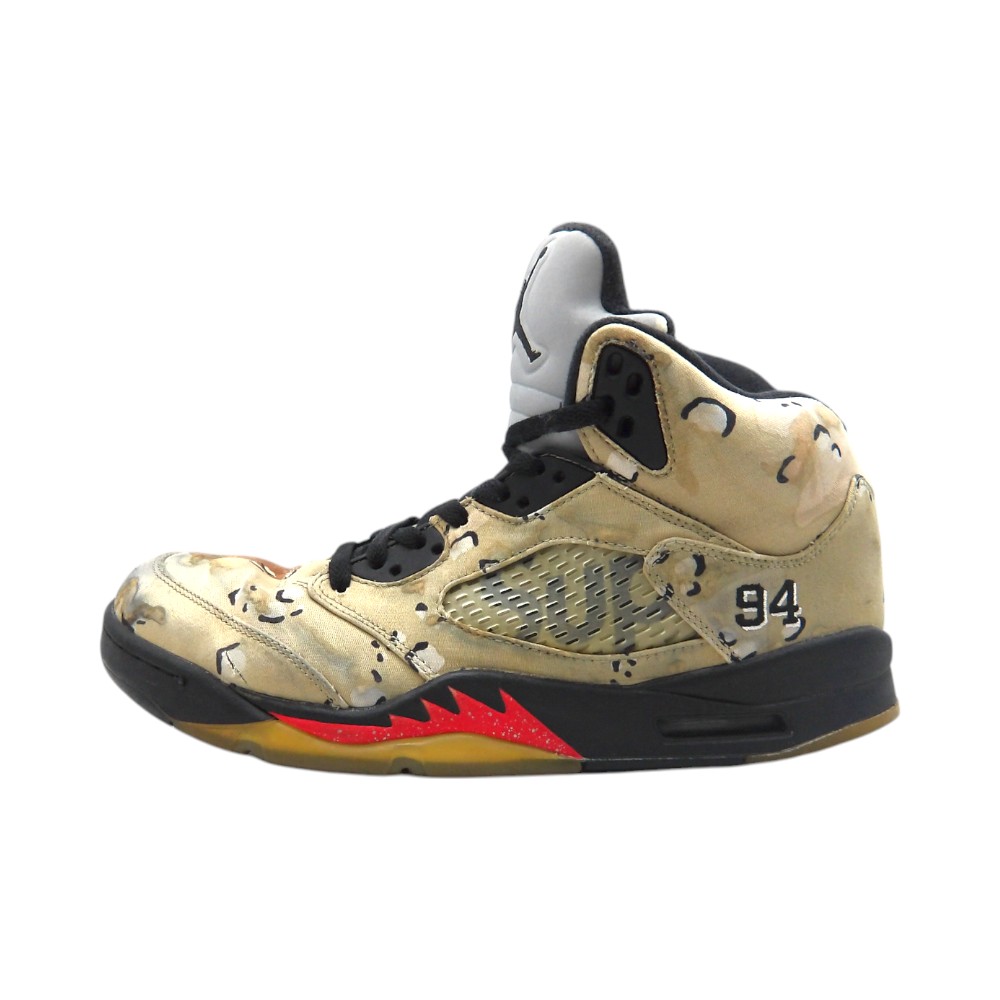 NIKE×SUPREME 2015 a/w Air Jordan 5 Retro Camo サイズ27.0cm 824371-201 箱有 ナイキ×シュプリーム エア ジョーダン 5 レトロ スニーカー 大名店【中古】