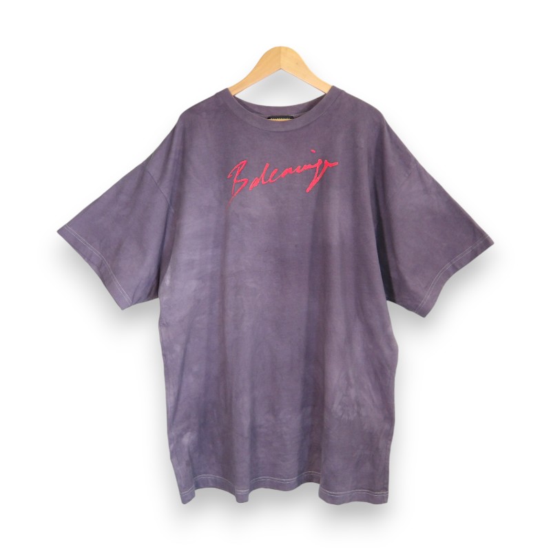 BALENCIAGA 19aw SIGNATURE LOGO TEE PURPLE サイズXS 583214 TFV63 バレンシアガ シグネチャーロゴ Tシャツ 大名店【中古】｜union3 店