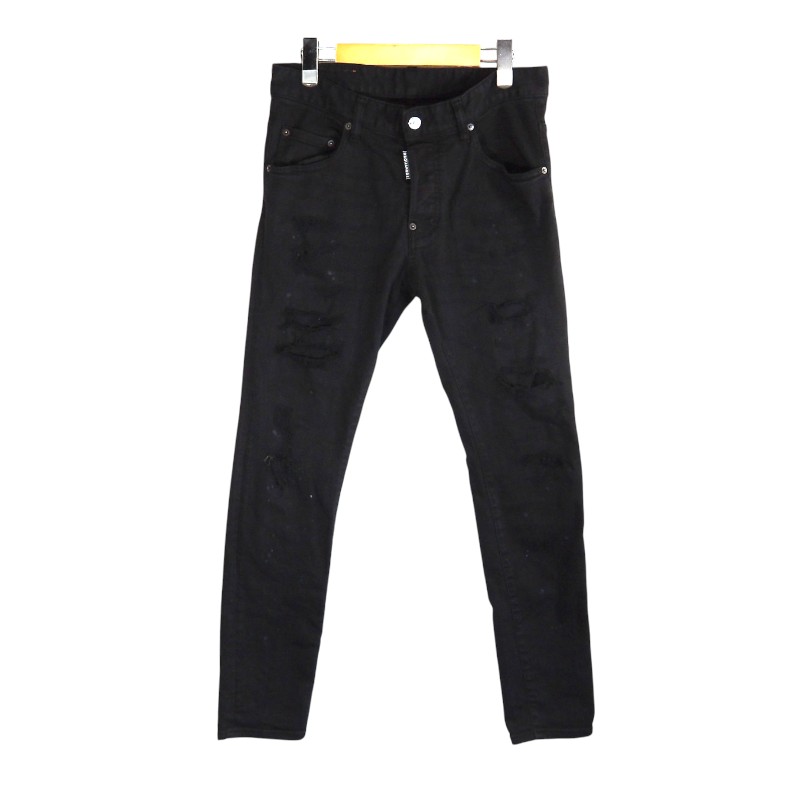 DSQUARED2 TRASH SUPER TWINKY JEANS BLACK 大きさ46 S71LB0885 ディースクエアード ぼろ切れ 百貨店 トゥインキー デニム ボトムス 大名店【中古】
