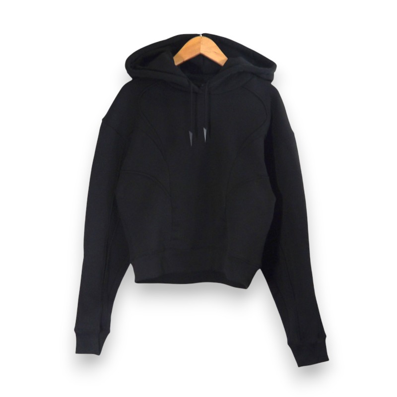 MUGLER SPIRAL CROPPED HOODIE BLACK サイズXS 25P3SW0076 ミュグレー スパイラル クロップド フーディー パーカー トップス 大名店【中古】