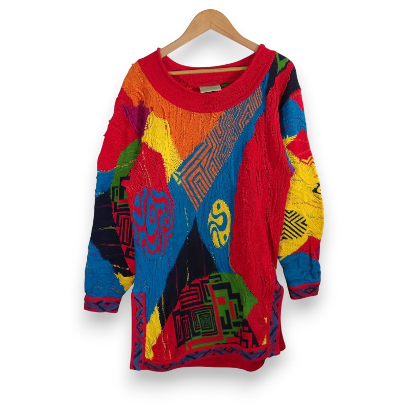 COOGI 90s 3D KNIT SWEATER MULTI COLOR 大きさＳ クージー 3D編み物 スウェーター トップス 大名店【中古】