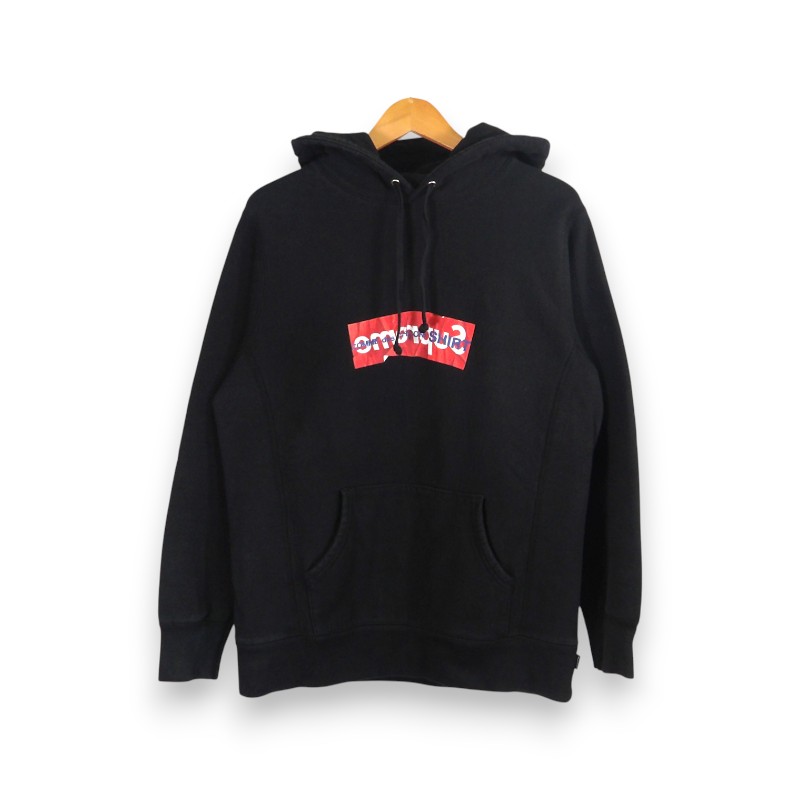 SUPREME × C.D.G SHIRT 17ss BOX LOGO HOODED SWEAT SHIRT BLACK サイズL シュプリーム コムデギャルソンシャツ ボックスロゴ フーデッド スウェットシャツ パーカー トップス 大名店【中古】