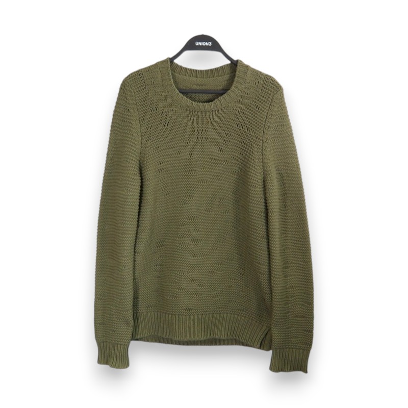 MAISON MARGIELA 15ss CREW NECK SILK KNIT SWEATER OLIVE 大きさS S30GP0163 メゾンマルジェラ 労働者の一団のど首 絹地編み物 スウェーター 大名店【中古】