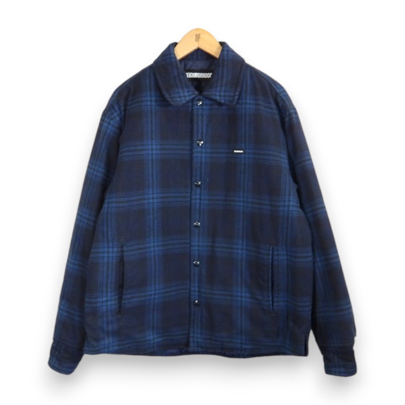 NEIGHBORHOOD 20aw PLAID/C-JKT NAVY サイズS 202SINH-JKM04 ネイバーフッド プレイド チェック 中綿 シャツジャケット 大名店【中古】