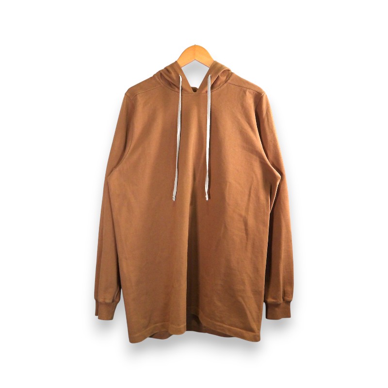RICK OWENS 21aw ベーシック HOODED T-SHIRT HONEY 大きさＳ リックオウエンス 第一義的 フーデッド プルオーバー トップス ロング捩り 大名店【中古】