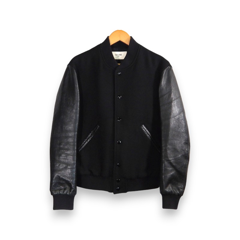 CELINE CHRISTIAN MARCLAY TEDDY VARSITY JACKET BLACK サイズ46 セリーヌ クリスチャンマークレー テディ ヴァーシティ ジャケット スタジャン アウター 大名店【中古】
