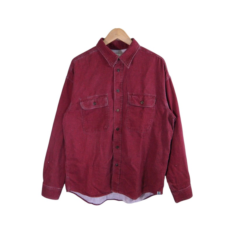 VISVIM LUMBER KHADI CHECK L/S SHIRT RED 大きさ2 012110501109 ビズビム ランバー カディー 読み合わせる ロング捩り プルオーバー トップス 大名店【中古】