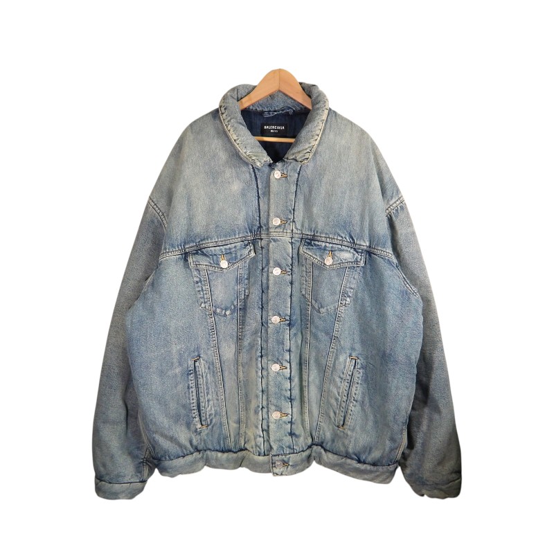 BALENCIAGA OVERSIZED PADDED DENIM JACKET INDIGO サイズ46 681689 TJW92 バレンシアガ オーバーサイズ パデッド デニム ジャケット アウター 大名店【中古】