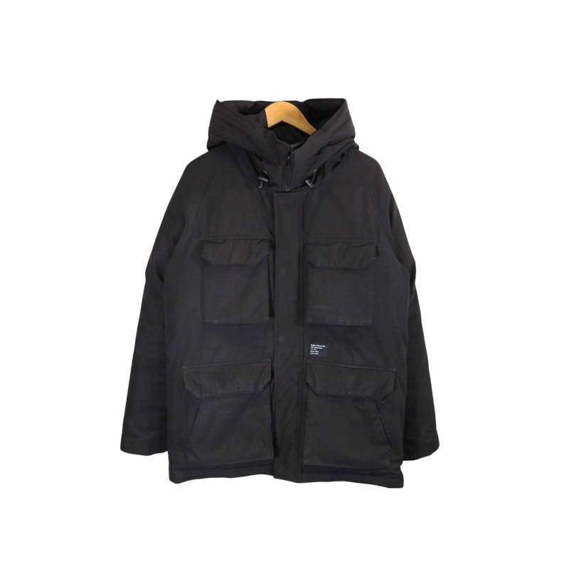 STUSSY HOODED PUFFER JACKET BLACK サイズM ファー欠品 ステュシー フーデッド パファー ジャケット アウター ダウン 大名店【中古】