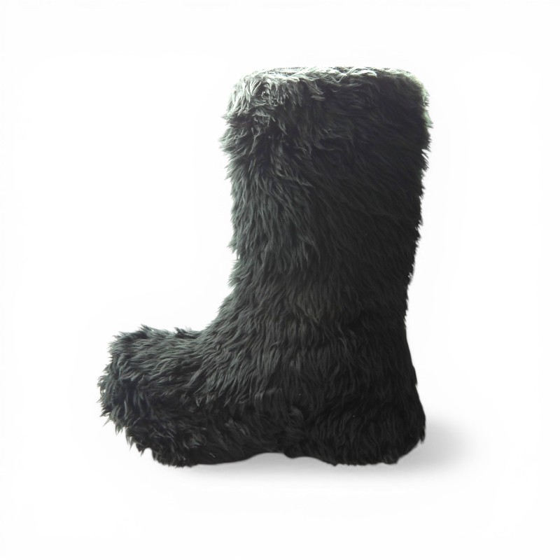 BALENCIAGA CROCS FAUX FUR AND RUBBER PLATFORM BOOTS BLACK 箱有 バレンシアガ クロックス フェイクファー アンド ラバー プラットフォーム ブーツ 大名店【中古】