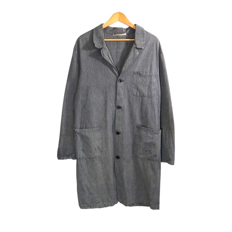60-70s FRENCH WORK CHAMBRAY COAT GRAY フレンチ 細工物 シャンブレー 厚地の外套 アウター 大名店【中古】