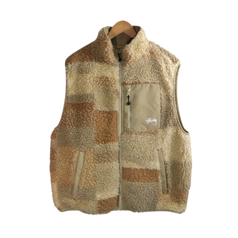 STUSSY REVERSIBLE FLEECE VEST BROWN 大きさM 118513 ステューシー リヴァーシブル フリース より良い ボア 大名店【中古】